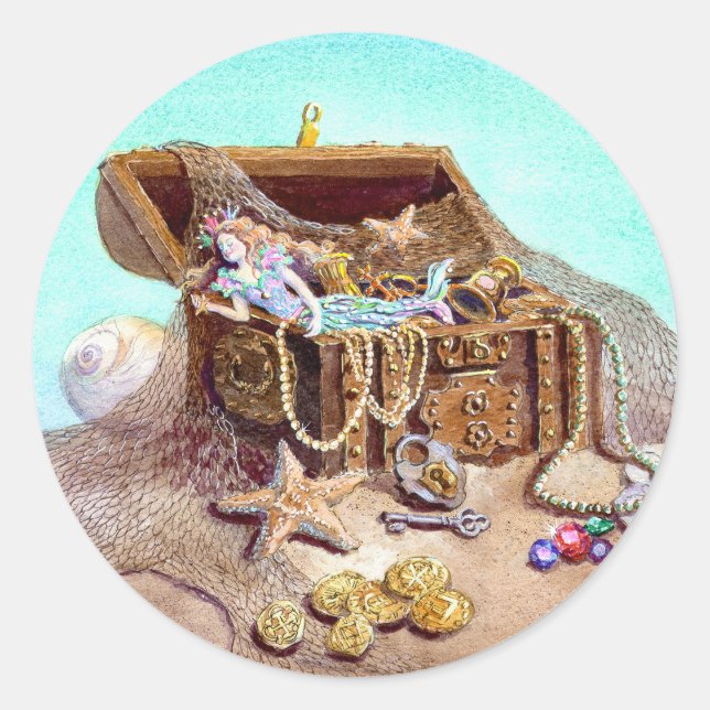 Pegatina Redonda DREAMY MERMAID por SHARON SHARPE (Anverso)