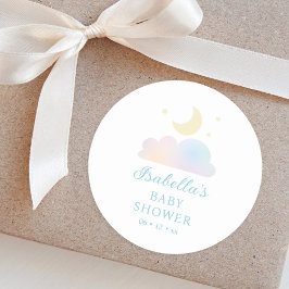Pegatina Redonda Dreamy Moon and Stars Cloud Nueve Baby Shower