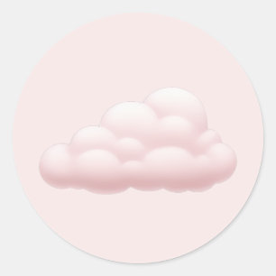 Pegatina Redonda Dreamy Pastel Aesthetic Soft Pink Cloud Emoji Art