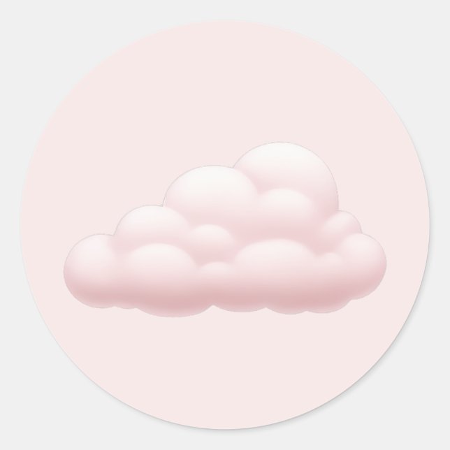 Pegatina Redonda Dreamy Pastel Aesthetic Soft Pink Cloud Emoji Art (Anverso)