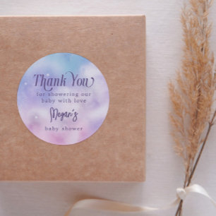 Pegatina Redonda Dreamy Pink Purple Heaven enviado Baby Shower
