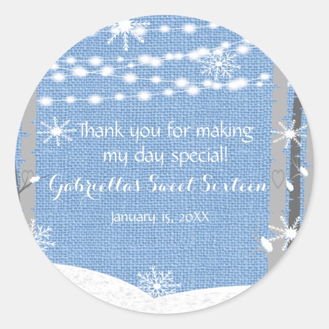 Pegatina Redonda Dreamy Woodland Forest Sweet 16 Pegatinas (Anverso)