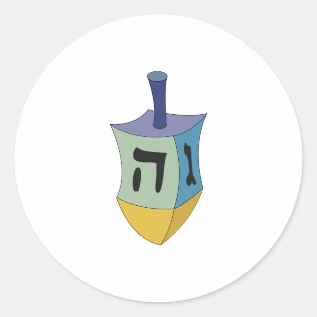 Pegatina Redonda Dreidel (Anverso)
