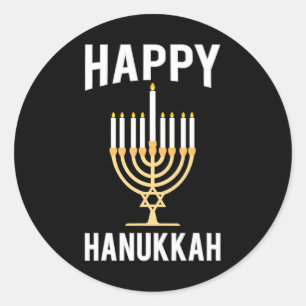 Pegatina Redonda Dreidel Menorah Funny Chanukah Happy Hanukkah