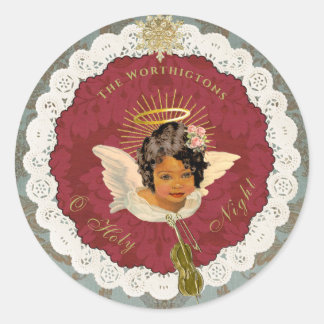 Pegatina Redonda Dresden Bronze Angel Round Sticker Seal