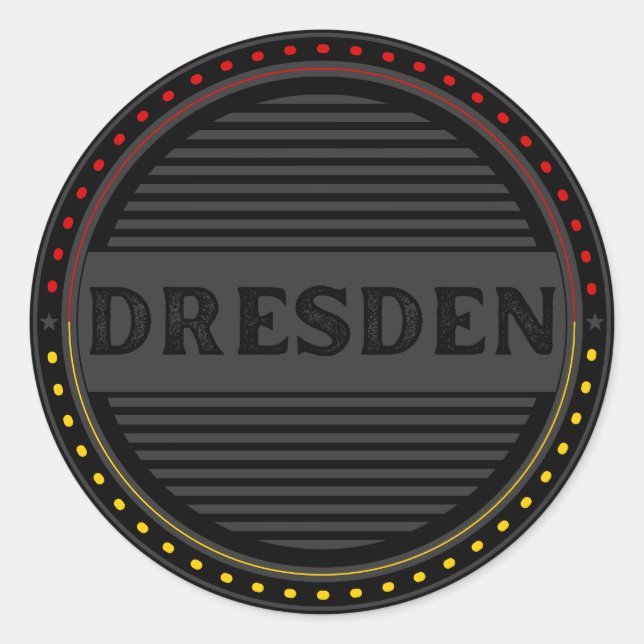 Pegatina Redonda Dresden City Pride Emblem – German Identity (Anverso)