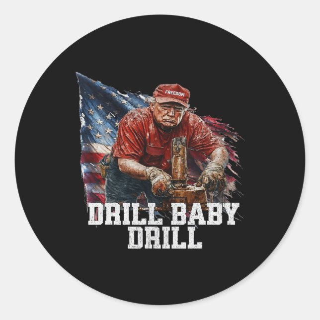 Pegatina Redonda Drill Ba1 Trump Meme gracioso (Anverso)