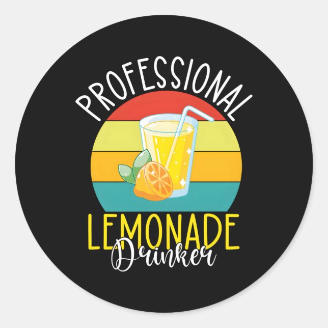 Pegatina Redonda Drinker Lemonade Profesional (Anverso)