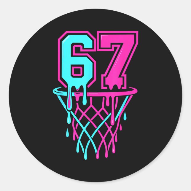 Pegatina Redonda Drip 67 Basketball Six Seven Meme Game Day 6 7 Tee (Anverso)