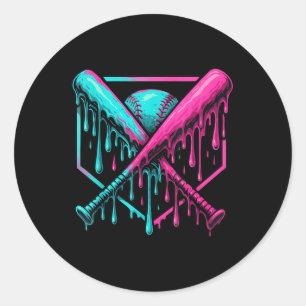 Pegatina Redonda Drip Boys Bat De Béisbol Y