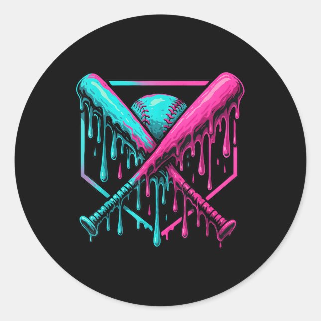 Pegatina Redonda Drip Boys Bat De Béisbol Y (Anverso)