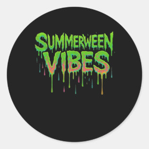 Pegatina Redonda Drip Summerween Vibes Spooky Fun Classic