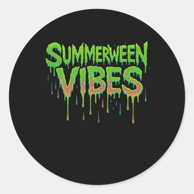 Pegatina Redonda Drip Summerween Vibes Spooky Fun Classic (Anverso)