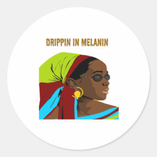 Pegatina Redonda Drippin en Melanin