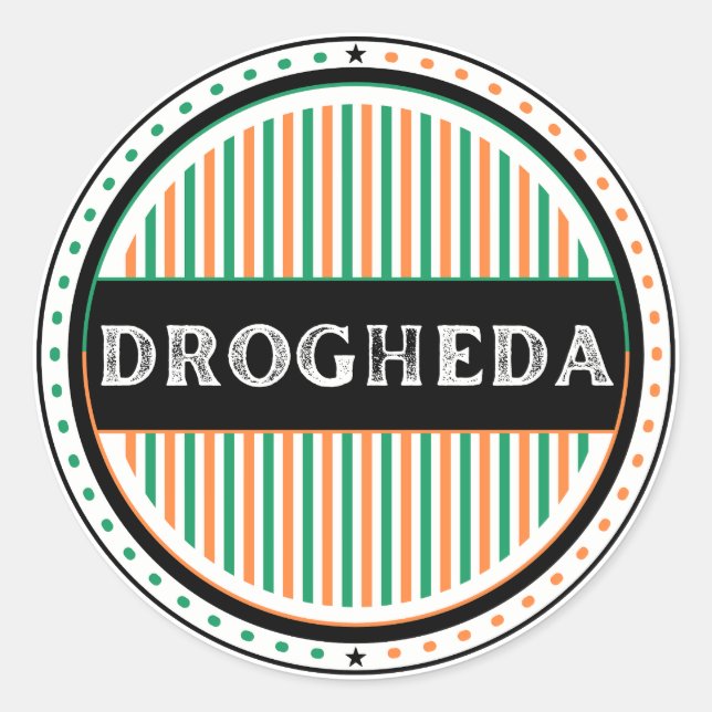 Pegatina Redonda Drogheda City Pride Emblem – Irish Identity (Anverso)
