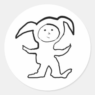 Pegatina Redonda Droopy Ear Bunny Jammie Kid