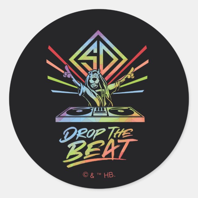 Pegatina Redonda Drop the Beat: DJ Scooby-Doo (Anverso)