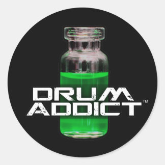 Pegatina Redonda Drum Addict