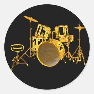 Pegatina Redonda Drumkit - amarillo