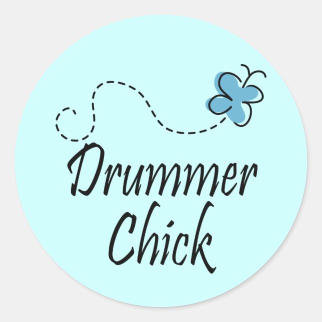 Pegatina Redonda Drummer Chick (Anverso)