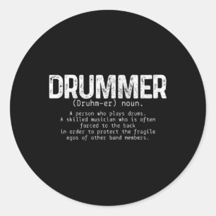Pegatina Redonda Drummer Definition Drummer Drummer