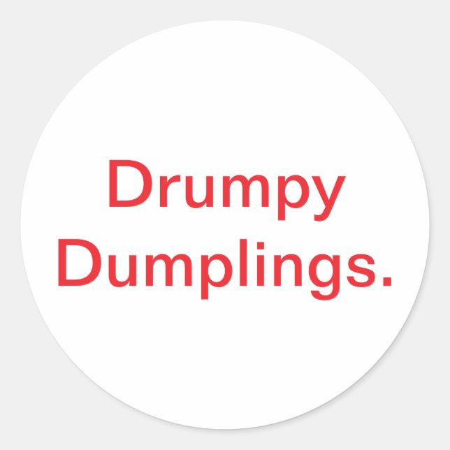 Pegatina Redonda Drumpy Dumplings. Jeff Hankamer Artjunkhaus Comic (Anverso)