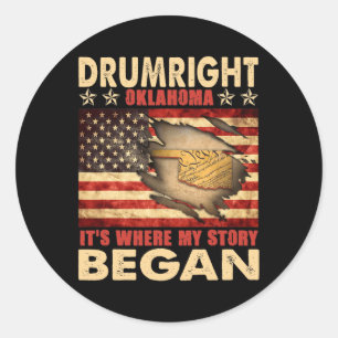 Pegatina Redonda Drumright Oklahoma EE. UU. bandera 4 de julio 
