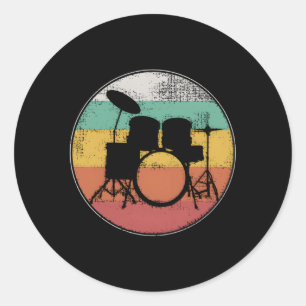 Pegatina Redonda Drumset Drummer