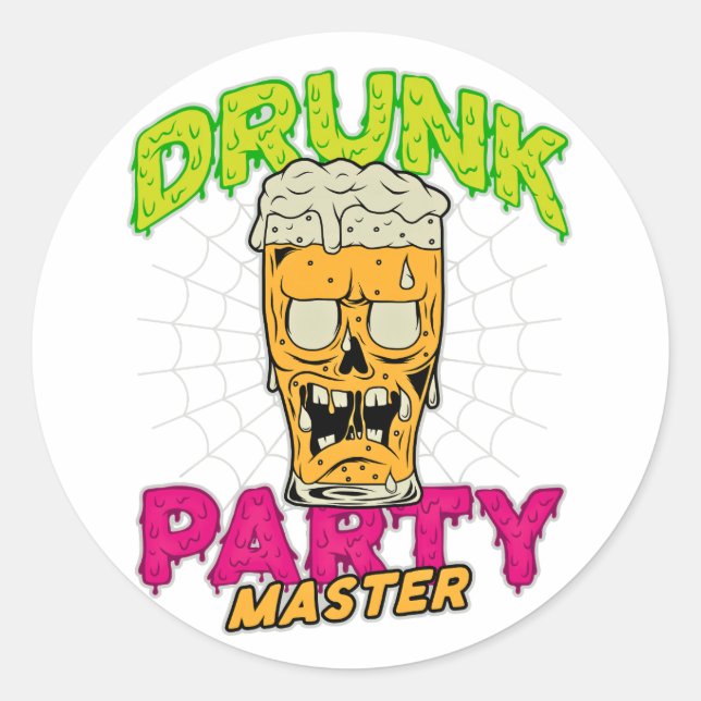 Pegatina Redonda Drunk Zombie Sticker (Anverso)