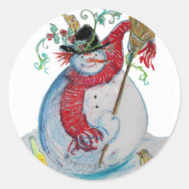 PEGATINA REDONDA DRUNKEN SNOWMAN