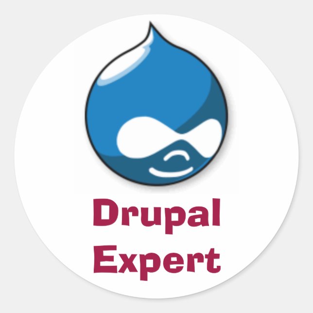 Pegatina Redonda Drupal Expert (Anverso)