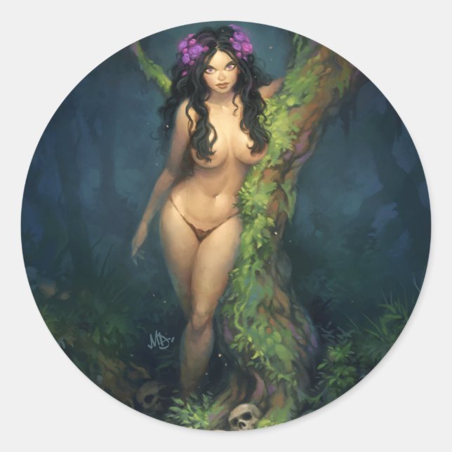 Pegatina Redonda Dryad (Anverso)