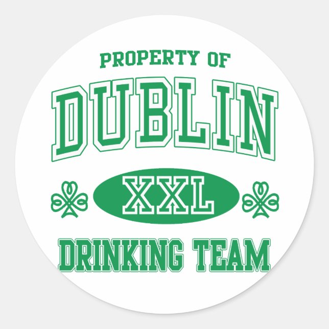 Pegatina Redonda Dublin Drinking Team (Anverso)