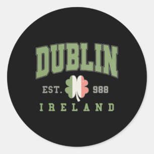 Pegatina Redonda Dublín Ireland College University St Patricks Day