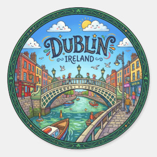 Pegatina Redonda Dublín Irlanda