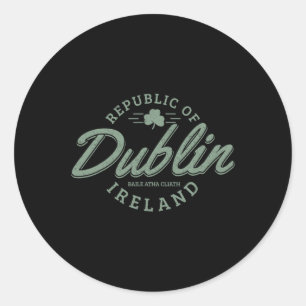 Pegatina Redonda Dublín Irlanda Clover Leaf Irish St Patricks Day