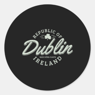 Pegatina Redonda Dublín Irlanda Clover Leaf Irish St Patricks Day