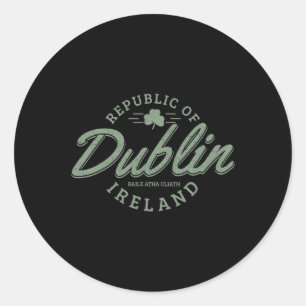 Pegatina Redonda Dublín Irlanda Clover Leaf Irish St Patricks Day