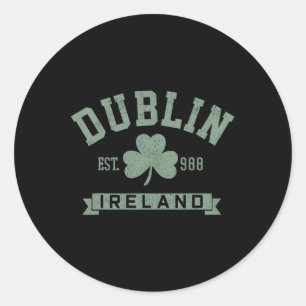 Pegatina Redonda Dublín Irlanda Clover Leaf Irish St Patricks Day