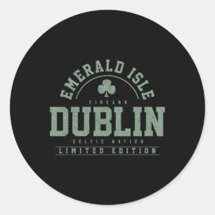 Pegatina Redonda Dublín Irlanda Clover Leaf Irish St Patricks Day