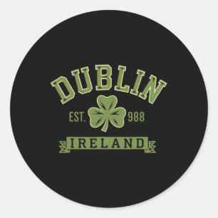 Pegatina Redonda Dublín Irlanda Clover Leaf Shamrock Celtic Est 988