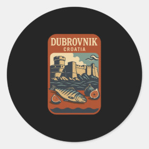 Pegatina Redonda Dubrovnik Croacia Recuerdo Comida Croata Y Viaje