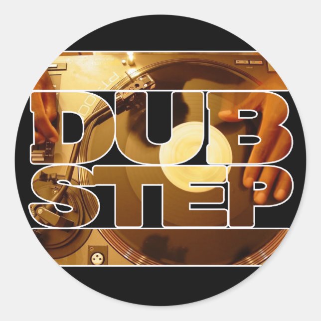 Pegatina Redonda DubSTEP vinil dubplate música dubstep descarga (Anverso)