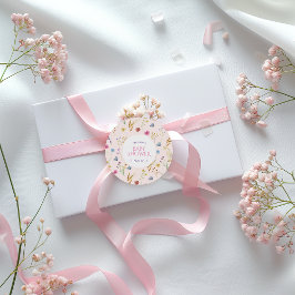 Pegatina Redonda Ducha Chica de flores silvestres rosadas mínimas G