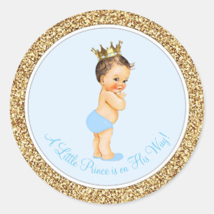 Pegatina Redonda Ducha de Baby Blue Gold Prince Baby