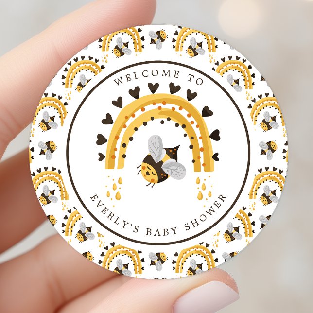 Pegatina Redonda Ducha de Bebé Abejorro Arcoíris Mod Abeja (Subido por el creador)