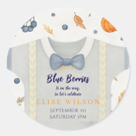 Pegatina Redonda Ducha de bebé autum otoño burlap bodysuit