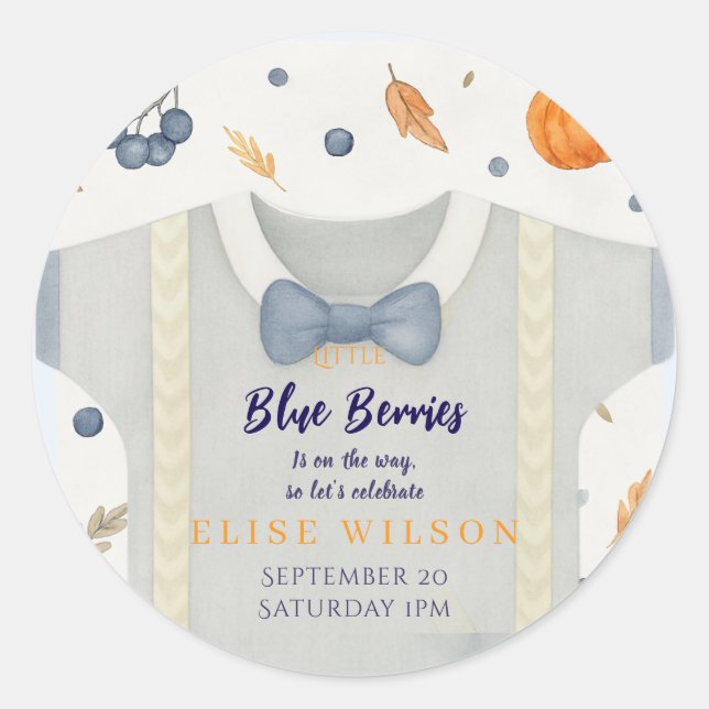 Pegatina Redonda Ducha de bebé autum otoño burlap bodysuit (Anverso)