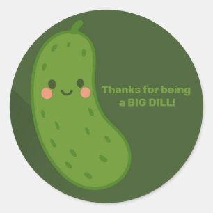 Pegatina Redonda Ducha de Bebé Big Dill Green Pickle