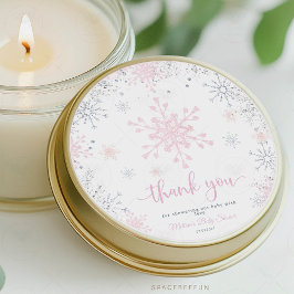 Pegatina Redonda Ducha de bebé con nevada